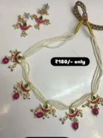 Rajputi Minimal White-Pink Chand Patdi Set - Image 2