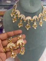 Rajputi White Ulta Chand Set With Earrings for Women