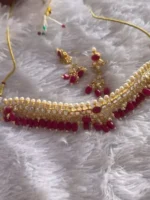 Rajputi Panchi Kundan Look Pink Set with Earrings - Image 2