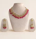 Viral Pink Chand Necklace Set with Earrings