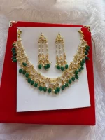 Viral Green Chand Necklace Set with Earrings - Image 2