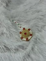Traditional Floral Rakhdi with White Red Beads