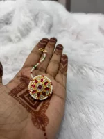 Beautiful Pink Kundan Floral Rakhdi