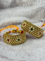 Traditional Rajputi Gold Ponchi (Kundan Hand Jewellery) - Image 2