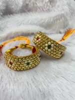 Traditional Rajputi Gold Ponchi (Kundan Hand Jewellery) - Image 3