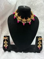 Royal Heavy Pink Kundan Chand Jewellery Set