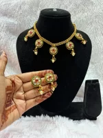 Classic South Indian Style Minimal Necklace Set - Image 2