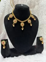 Classic South Indian Style Minimal Necklace Set - Image 3