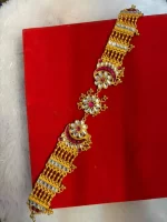 Golden Heavy Rajputi Shishful Pink Kundan - Image 2