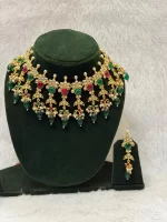 Royal Green White Kundan Neckset - Image 2
