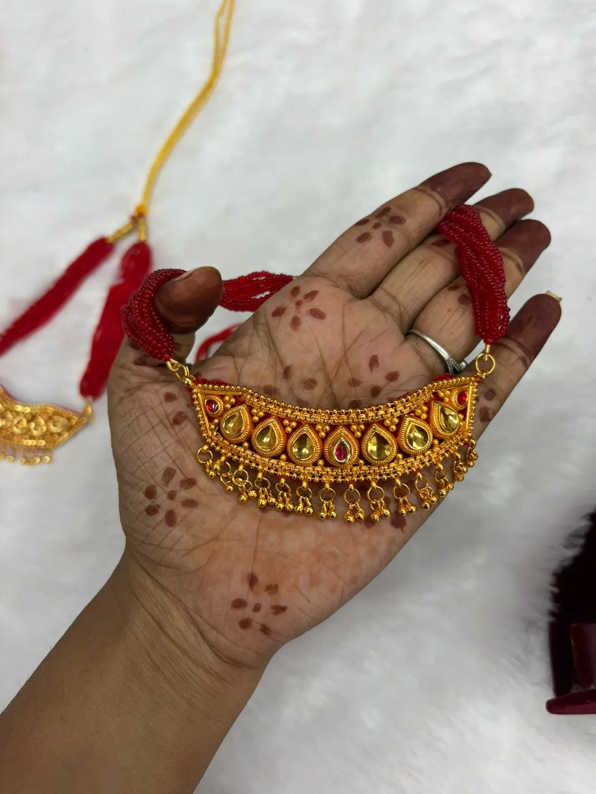 JB114.1 Premium Pink Kundan Gold Finish Tussi Set Big - Image 1
