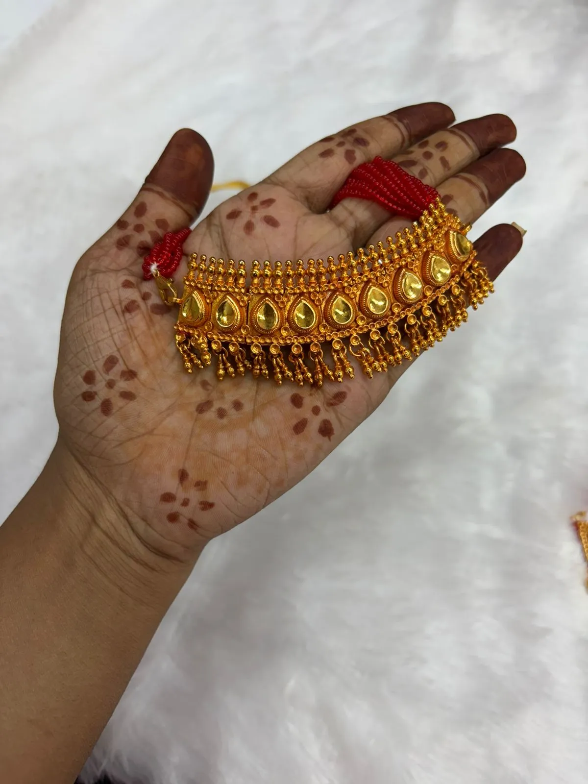JB115.1 Premium Pink Kundan Gold Finish Tussi Set Big - Image 1