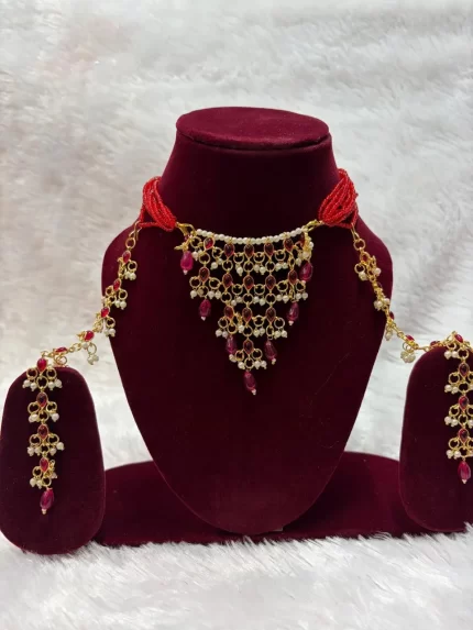 Premium Aad Look Red Chidd Set with Viral Kanoti Earrings