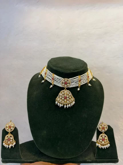 Premium White Pearl Set with Stone Detailing