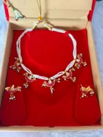 Beautiful White Chidd Pink Chand Patli Set