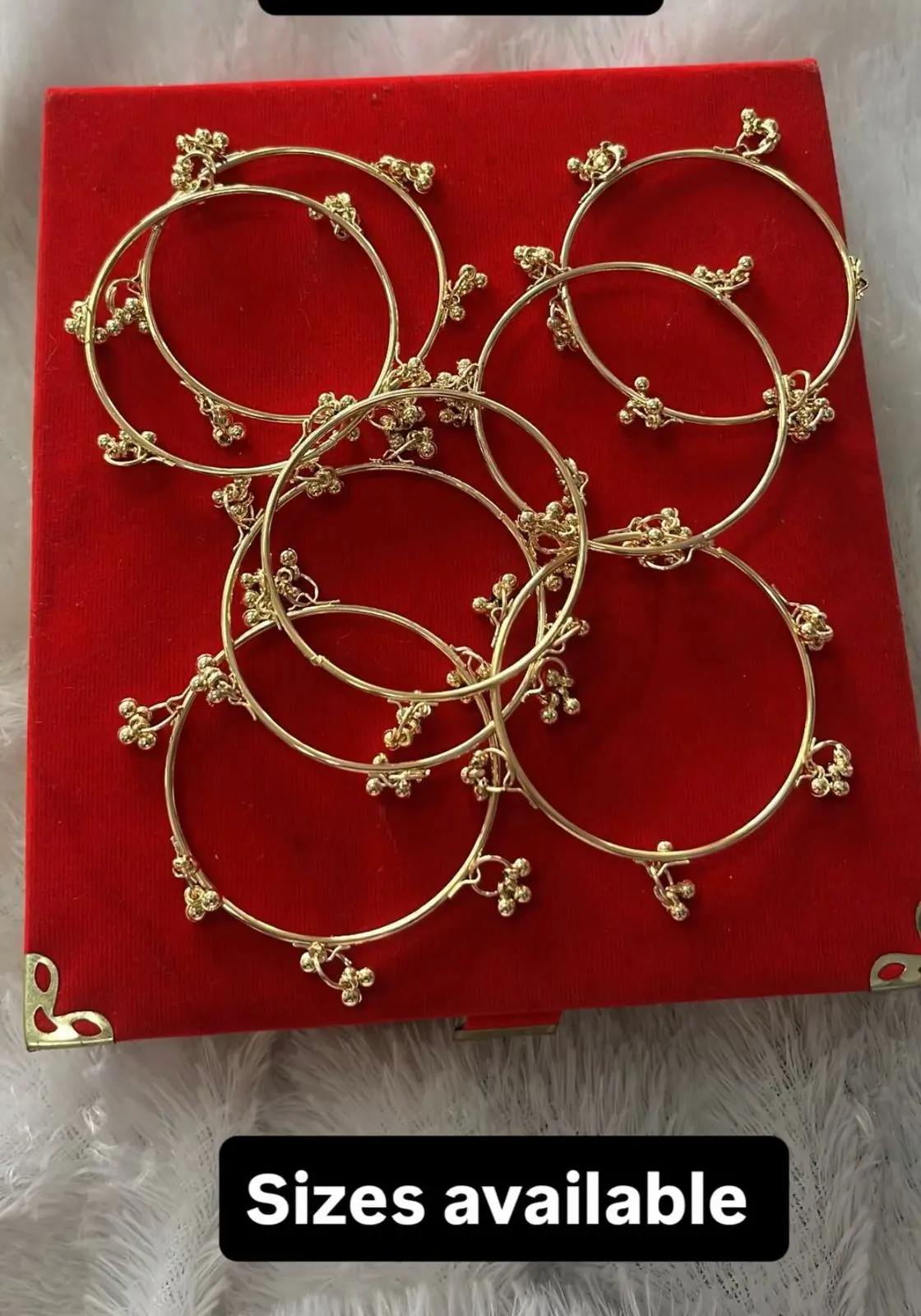 JB171.1 Golden Ghunghru Kashmiri Bangles (Size 2-8) - Image 1