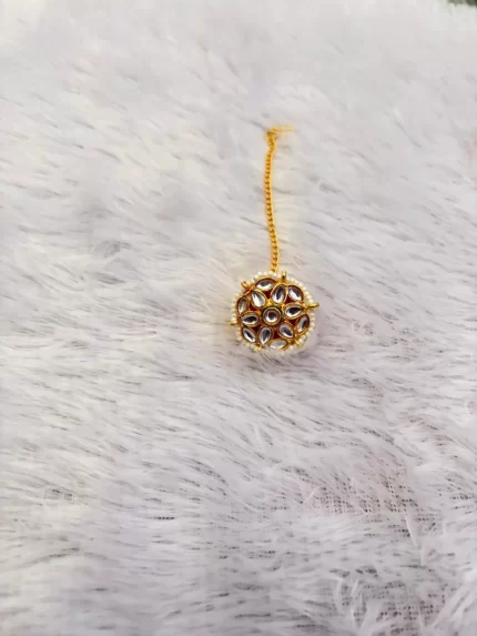 Beautiful White Kundan Floral Rakhdi