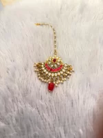Elegant White Red Kundan Tikka - Image 2