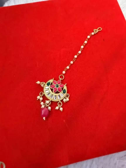 Elegant Pink Kundan Tikka