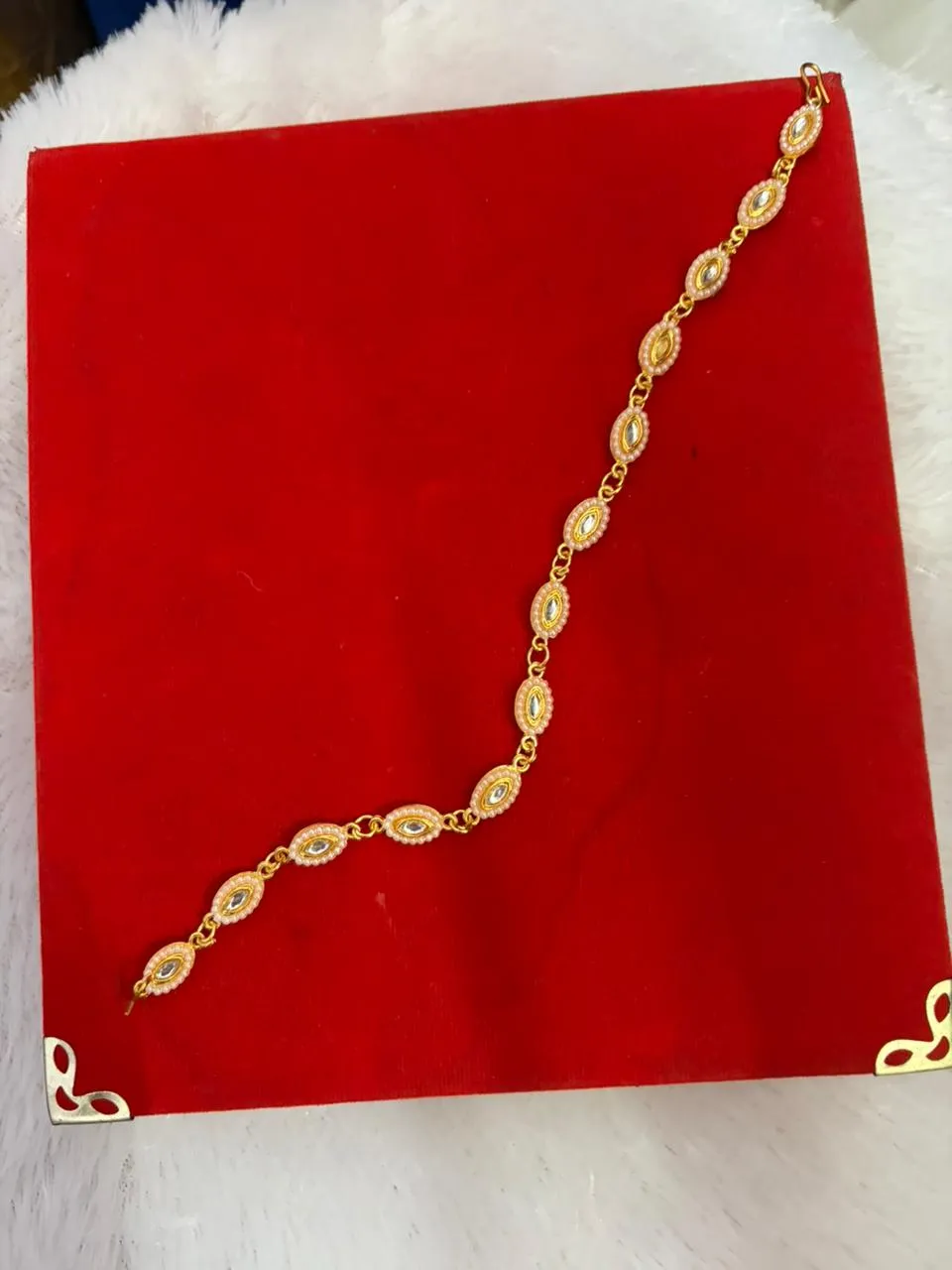 JB98.1 Traditional Minimal White Kundan Shishful Mehri - Image 1